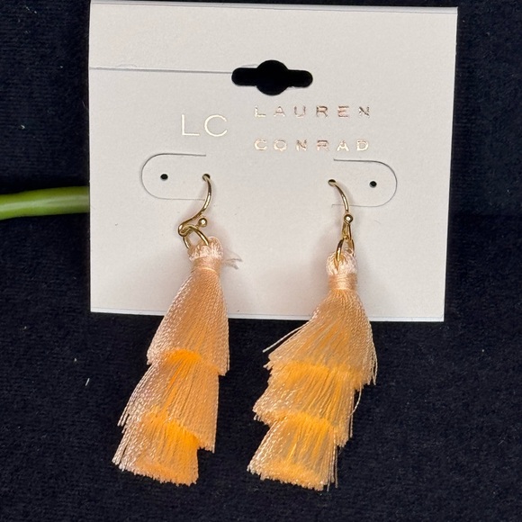 LC Lauren Conrad Peach Tassel Drop Earrings - Lightweight & Trendy 2in - Picture 4 of 11